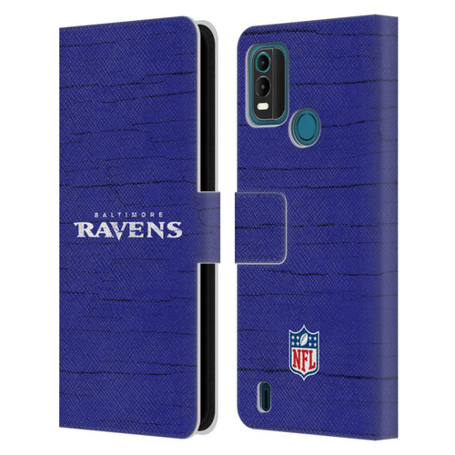 NFL Baltimore Ravens Logo Distressed Look Leather Book Wallet Case Cover For Nokia G11 Plus