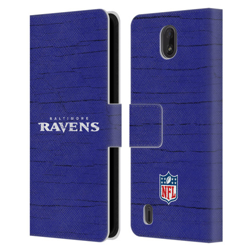 NFL Baltimore Ravens Logo Distressed Look Leather Book Wallet Case Cover For Nokia C01 Plus/C1 2nd Edition