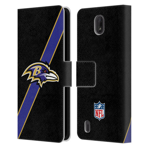 NFL Baltimore Ravens Logo Stripes Leather Book Wallet Case Cover For Nokia C01 Plus/C1 2nd Edition