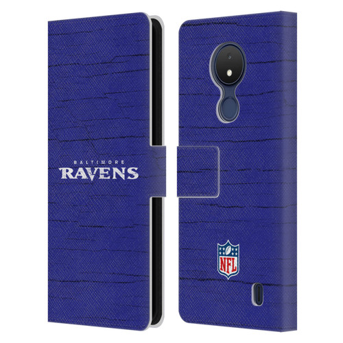 NFL Baltimore Ravens Logo Distressed Look Leather Book Wallet Case Cover For Nokia C21