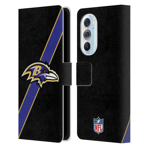 NFL Baltimore Ravens Logo Stripes Leather Book Wallet Case Cover For Motorola Edge X30