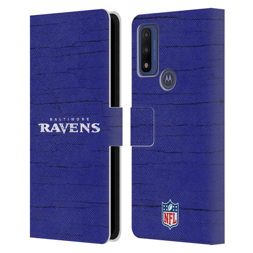 NFL Baltimore Ravens Logo Distressed Look Leather Book Wallet Case Cover For Motorola G Pure