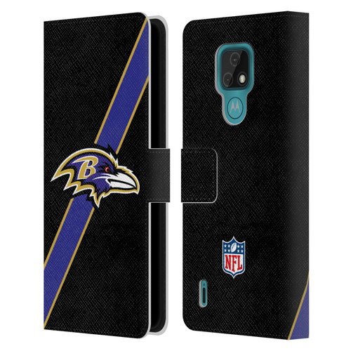 NFL Baltimore Ravens Logo Stripes Leather Book Wallet Case Cover For Motorola Moto E7