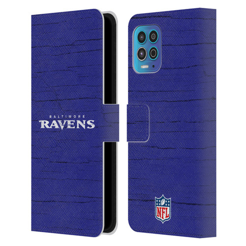 NFL Baltimore Ravens Logo Distressed Look Leather Book Wallet Case Cover For Motorola Moto G100