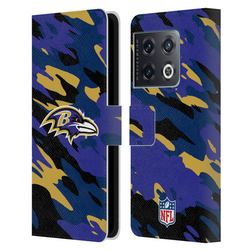 NFL Baltimore Ravens Logo Camou Leather Book Wallet Case Cover For OnePlus 10 Pro