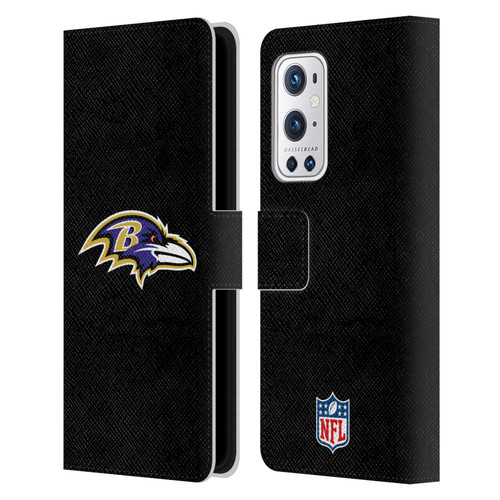 NFL Baltimore Ravens Logo Plain Leather Book Wallet Case Cover For OnePlus 9 Pro