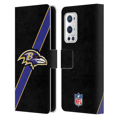 NFL Baltimore Ravens Logo Stripes Leather Book Wallet Case Cover For OnePlus 9 Pro