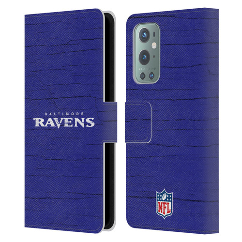NFL Baltimore Ravens Logo Distressed Look Leather Book Wallet Case Cover For OnePlus 9