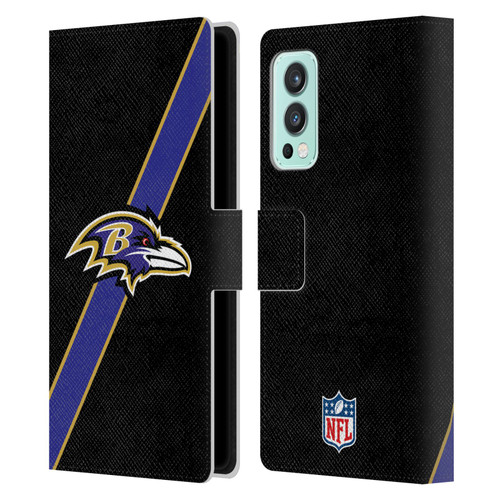 NFL Baltimore Ravens Logo Stripes Leather Book Wallet Case Cover For OnePlus Nord 2 5G