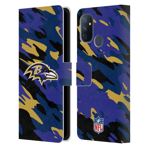 NFL Baltimore Ravens Logo Camou Leather Book Wallet Case Cover For OnePlus Nord N100