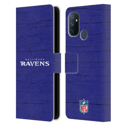 NFL Baltimore Ravens Logo Distressed Look Leather Book Wallet Case Cover For OnePlus Nord N100