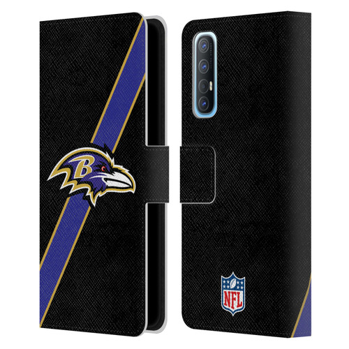 NFL Baltimore Ravens Logo Stripes Leather Book Wallet Case Cover For OPPO Find X2 Neo 5G