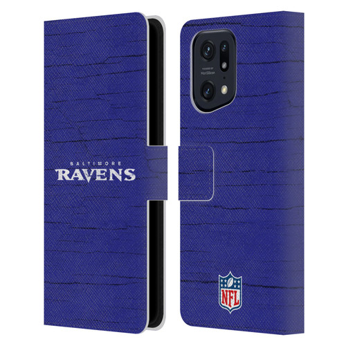 NFL Baltimore Ravens Logo Distressed Look Leather Book Wallet Case Cover For OPPO Find X5 Pro
