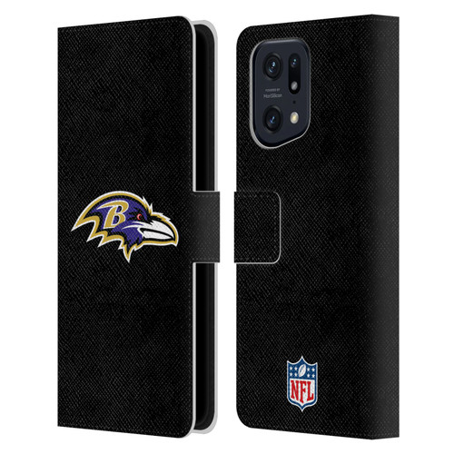NFL Baltimore Ravens Logo Plain Leather Book Wallet Case Cover For OPPO Find X5 Pro