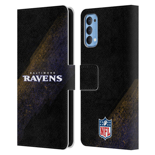NFL Baltimore Ravens Logo Blur Leather Book Wallet Case Cover For OPPO Reno 4 5G