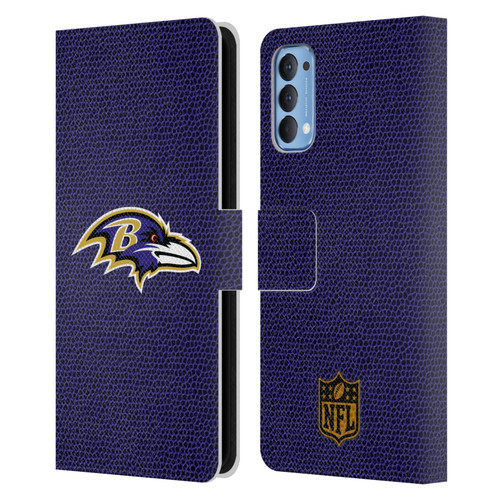 NFL Baltimore Ravens Logo Football Leather Book Wallet Case Cover For OPPO Reno 4 5G