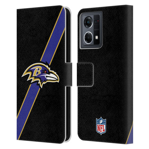 NFL Baltimore Ravens Logo Stripes Leather Book Wallet Case Cover For OPPO Reno8 4G