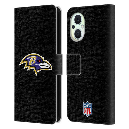 NFL Baltimore Ravens Logo Plain Leather Book Wallet Case Cover For OPPO Reno8 Lite