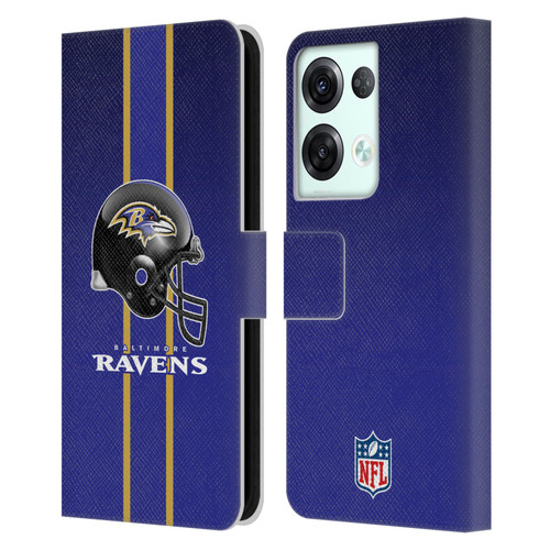 NFL Baltimore Ravens Logo Helmet Leather Book Wallet Case Cover For OPPO Reno8 Pro