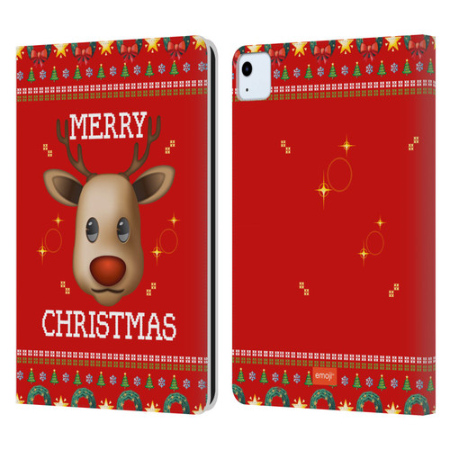 emoji® Ugly Christmas Reindeer Leather Book Wallet Case Cover For Apple iPad Air 11 2020/2022/2024