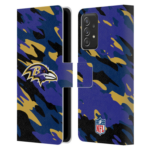 NFL Baltimore Ravens Logo Camou Leather Book Wallet Case Cover For Samsung Galaxy A52 / A52s / 5G (2021)
