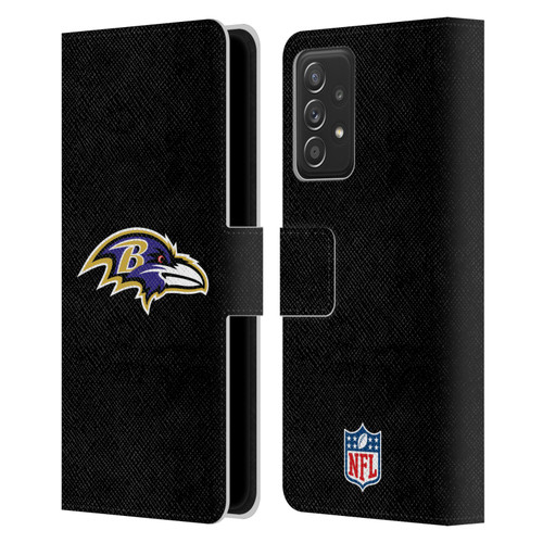 NFL Baltimore Ravens Logo Plain Leather Book Wallet Case Cover For Samsung Galaxy A52 / A52s / 5G (2021)