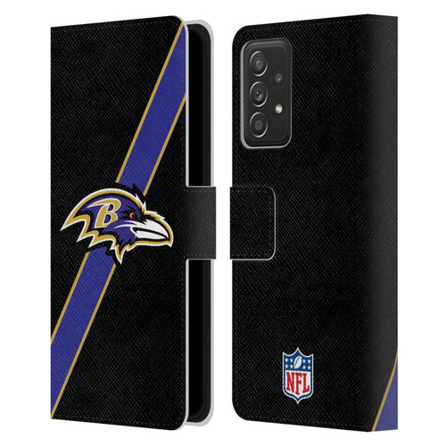 NFL Baltimore Ravens Logo Stripes Leather Book Wallet Case Cover For Samsung Galaxy A53 5G (2022)