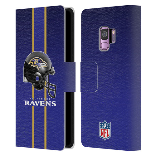 NFL Baltimore Ravens Logo Helmet Leather Book Wallet Case Cover For Samsung Galaxy S9