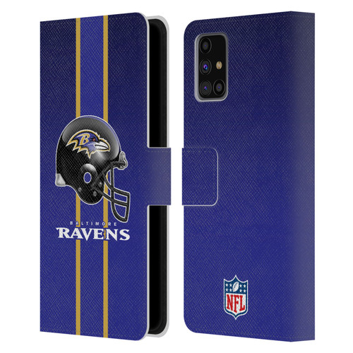 NFL Baltimore Ravens Logo Helmet Leather Book Wallet Case Cover For Samsung Galaxy M31s (2020)