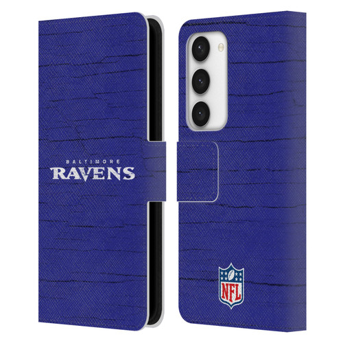 NFL Baltimore Ravens Logo Distressed Look Leather Book Wallet Case Cover For Samsung Galaxy S23 5G