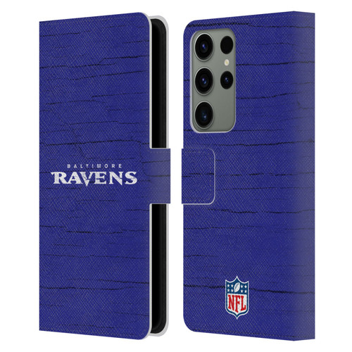 NFL Baltimore Ravens Logo Distressed Look Leather Book Wallet Case Cover For Samsung Galaxy S23 Ultra 5G