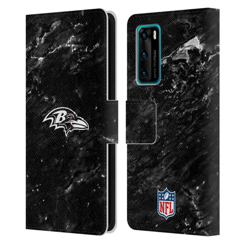 NFL Baltimore Ravens Artwork Marble Leather Book Wallet Case Cover For Huawei P40 5G