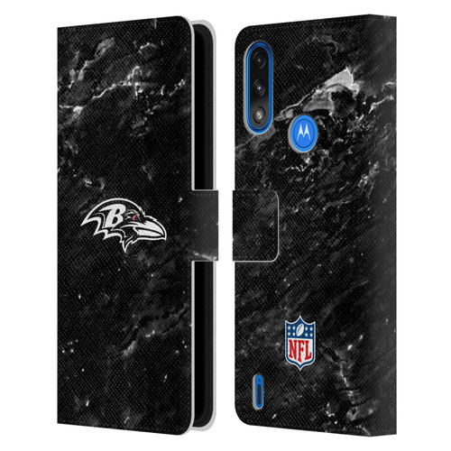 NFL Baltimore Ravens Artwork Marble Leather Book Wallet Case Cover For Motorola Moto E7 Power / Moto E7i Power