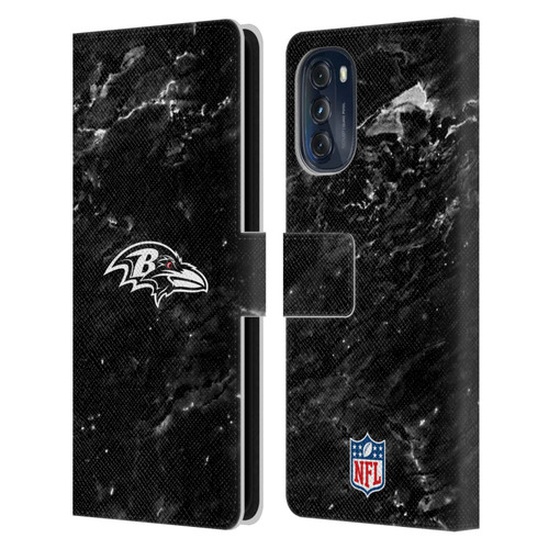 NFL Baltimore Ravens Artwork Marble Leather Book Wallet Case Cover For Motorola Moto G (2022)