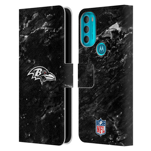 NFL Baltimore Ravens Artwork Marble Leather Book Wallet Case Cover For Motorola Moto G71 5G