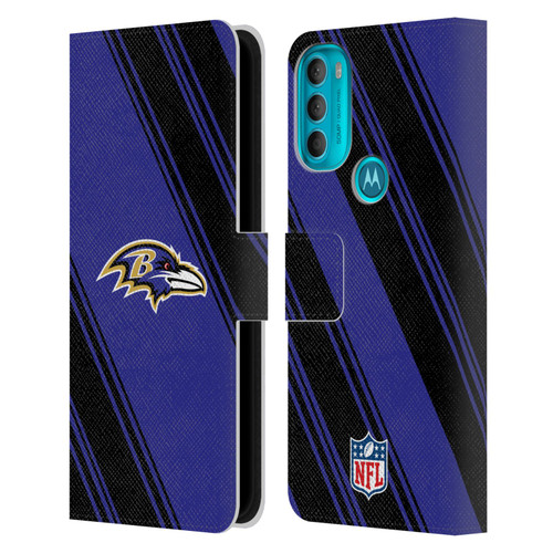 NFL Baltimore Ravens Artwork Stripes Leather Book Wallet Case Cover For Motorola Moto G71 5G