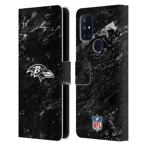 NFL Baltimore Ravens Artwork Marble Leather Book Wallet Case Cover For OnePlus Nord N10 5G