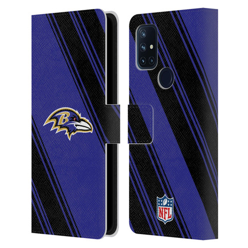 NFL Baltimore Ravens Artwork Stripes Leather Book Wallet Case Cover For OnePlus Nord N10 5G