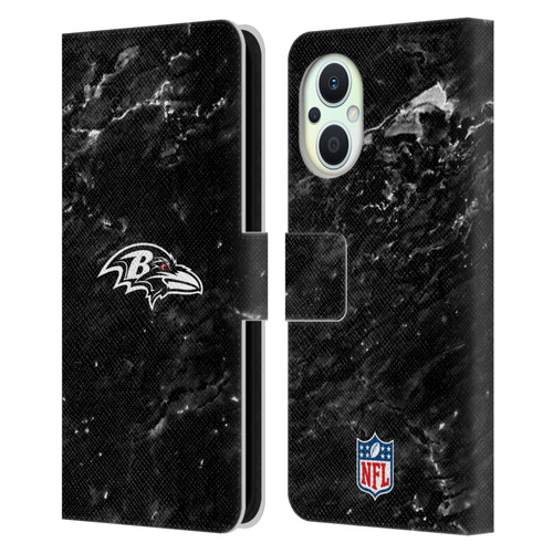 NFL Baltimore Ravens Artwork Marble Leather Book Wallet Case Cover For OPPO Reno8 Lite