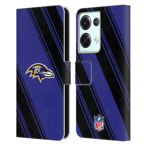 NFL Baltimore Ravens Artwork Stripes Leather Book Wallet Case Cover For OPPO Reno8 Pro