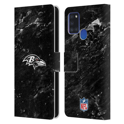NFL Baltimore Ravens Artwork Marble Leather Book Wallet Case Cover For Samsung Galaxy A21s (2020)