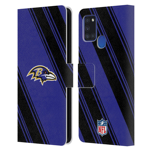 NFL Baltimore Ravens Artwork Stripes Leather Book Wallet Case Cover For Samsung Galaxy A21s (2020)