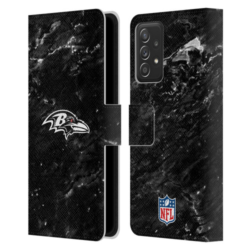 NFL Baltimore Ravens Artwork Marble Leather Book Wallet Case Cover For Samsung Galaxy A52 / A52s / 5G (2021)