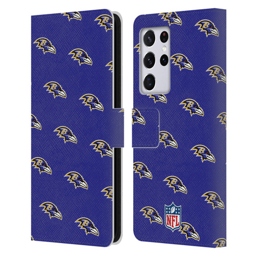 NFL Baltimore Ravens Artwork Patterns Leather Book Wallet Case Cover For Samsung Galaxy S21 Ultra 5G