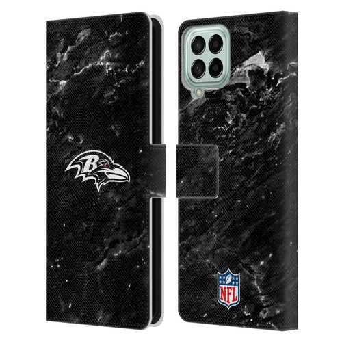 NFL Baltimore Ravens Artwork Marble Leather Book Wallet Case Cover For Samsung Galaxy M33 (2022)