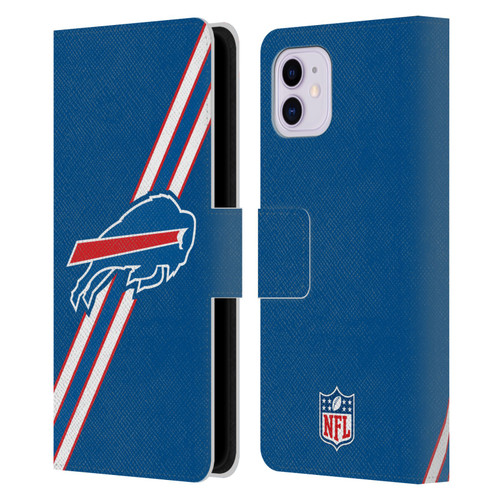 NFL Buffalo Bills Logo Stripes Leather Book Wallet Case Cover For Apple iPhone 11