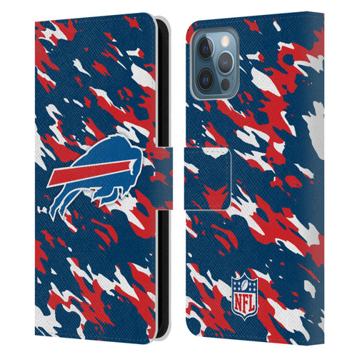 NFL Buffalo Bills Logo Camou Leather Book Wallet Case Cover For Apple iPhone 12 / iPhone 12 Pro