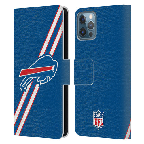 NFL Buffalo Bills Logo Stripes Leather Book Wallet Case Cover For Apple iPhone 12 / iPhone 12 Pro