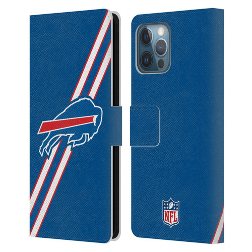 NFL Buffalo Bills Logo Stripes Leather Book Wallet Case Cover For Apple iPhone 12 Pro Max