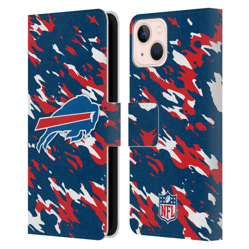 NFL Buffalo Bills Logo Camou Leather Book Wallet Case Cover For Apple iPhone 13